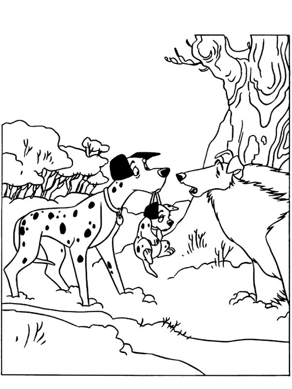 Pongo finds one of runaway puppies Coloring page Pongo finds one of runaway puppies Coloring page