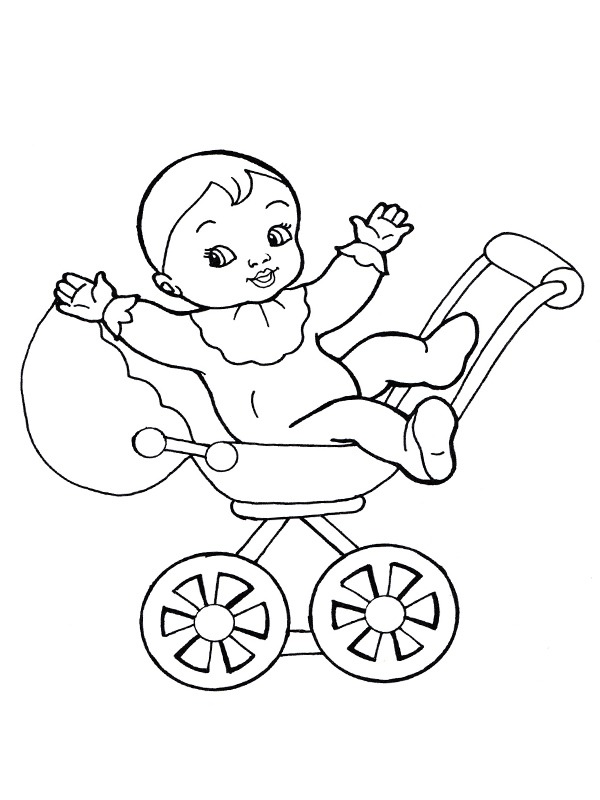 doll in stroller Coloring page