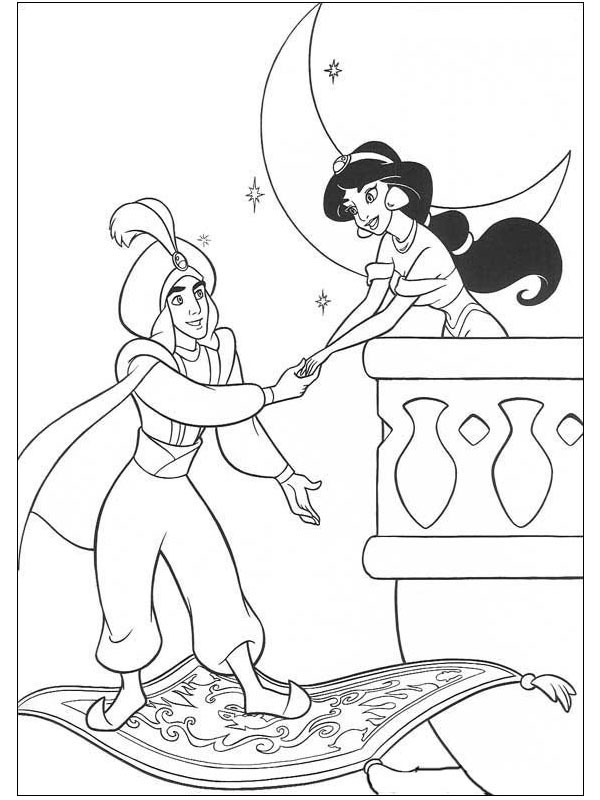 Prince Ali and Princess Jasmine Coloring page Prince Ali and Princess Jasmine Coloring page