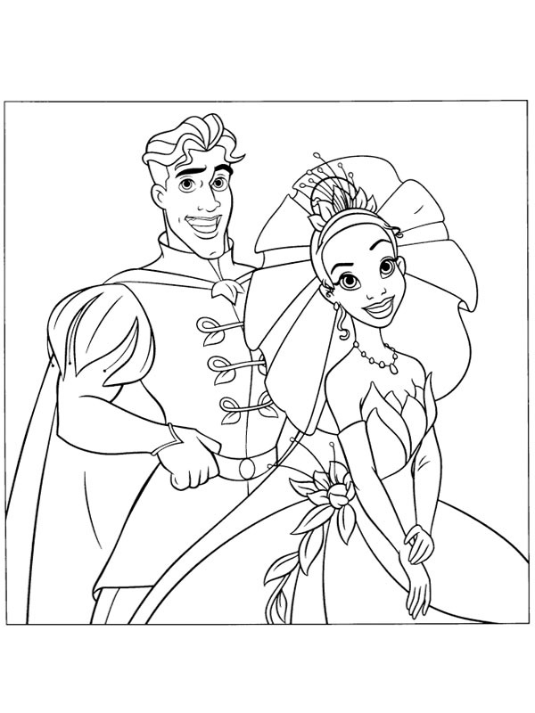 Prince Naveen and Princess Tiana Coloring page Prince Naveen and Princess Tiana Coloring page