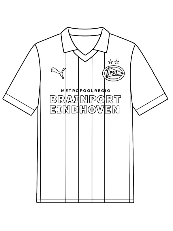 PSV soccer jersey Coloring page PSV soccer jersey Coloring page
