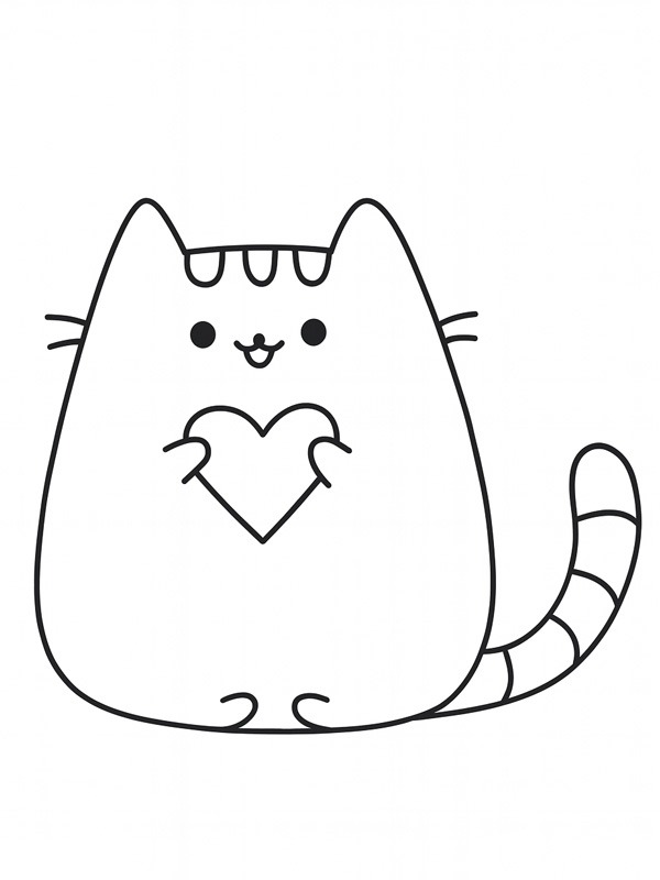 Pusheen with a heart Coloring page Pusheen with a heart Coloring page