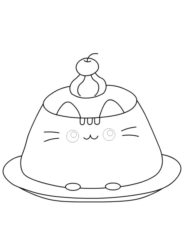 Pusheen Cat Pudding Flan Coloring page