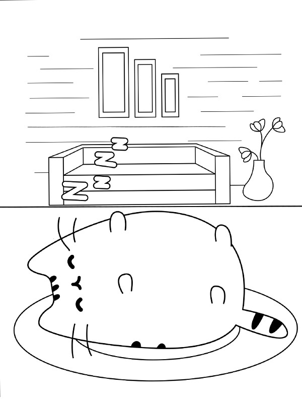 Pusheen sleeping Coloring page