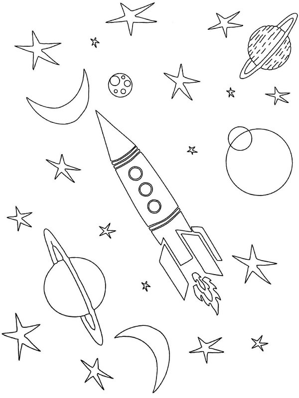 Rocket getting launched into space Coloring page