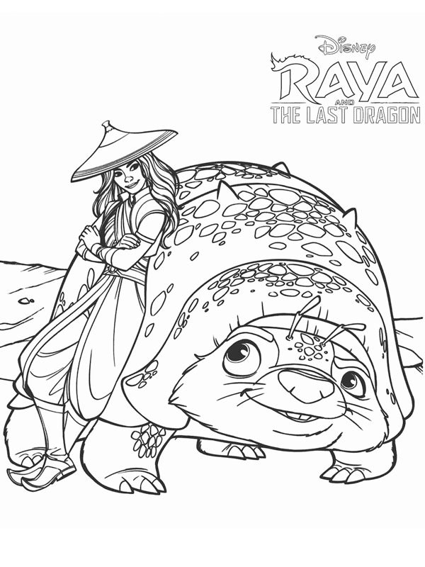 Raya and Tuk Tuk Coloring page Raya and Tuk Tuk Coloring page