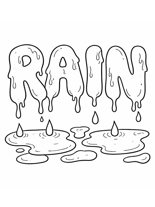 Rain letters Coloring page
