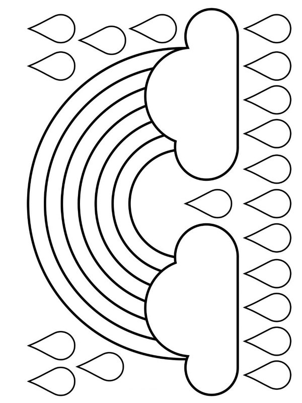 Raindrops and rainbow Coloring page Raindrops and rainbow Coloring page