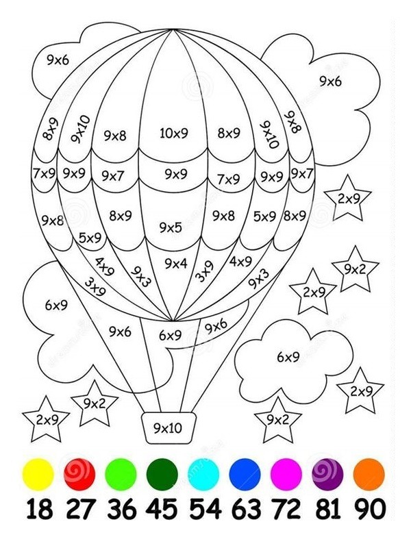 Math coloring picture hotairballoon Coloring page Math coloring picture hotairballoon Coloring page