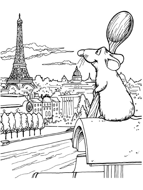 Remy looks at the Eiffeltower Coloring page Remy looks at the Eiffeltower Coloring page