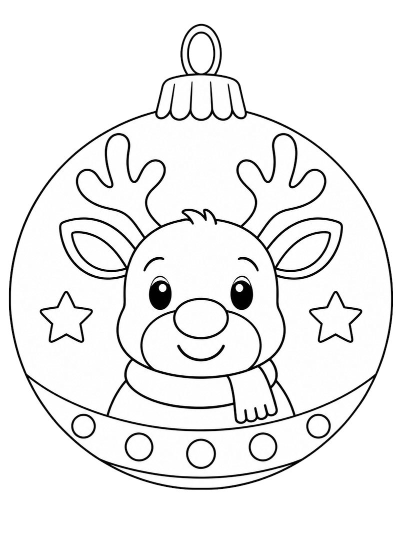 Reindeer Christmas ball Coloring page Reindeer Christmas ball Coloring page