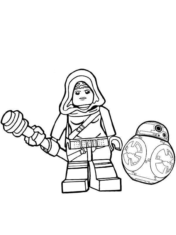 Rey and robot BB 8 Coloring page Rey and robot BB 8 Coloring page