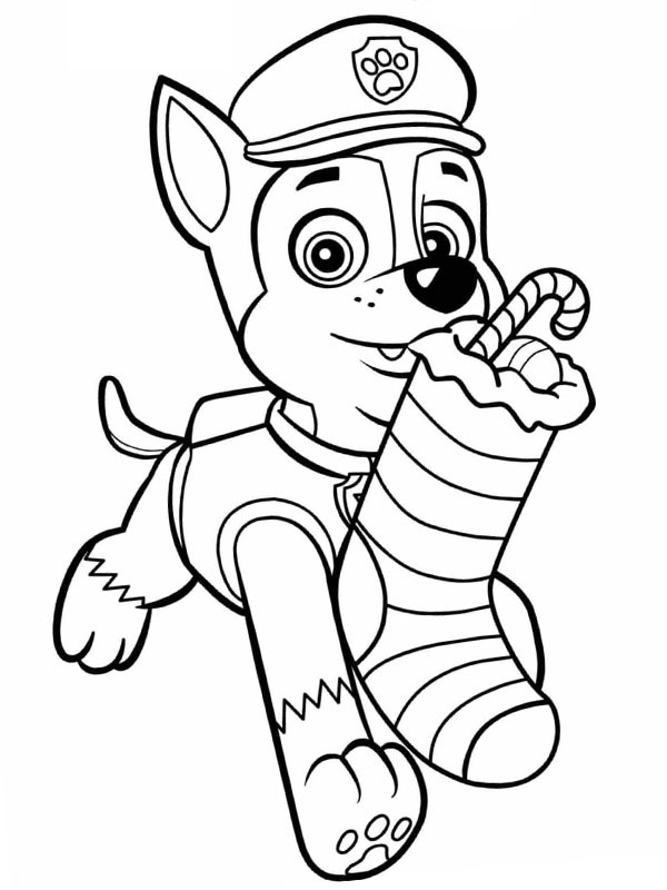 Rocky with Christmas stocking Coloring page Rocky with Christmas stocking Coloring page