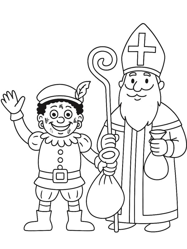 Roetveegpiet and Saint Nicholas Coloring page Roetveegpiet and Saint Nicholas Coloring page