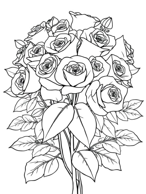 Bouquet of roses for adults Coloring page Bouquet of roses for adults Coloring page