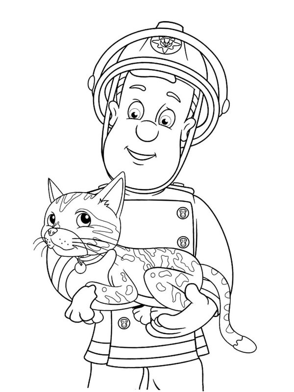 Sam with a cat Coloring page