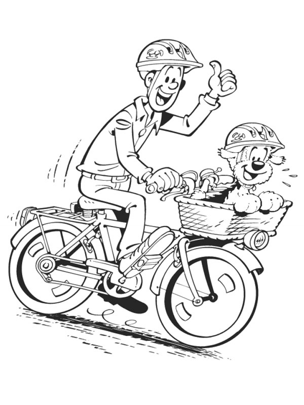 Samson and Gert on the bike Coloring page