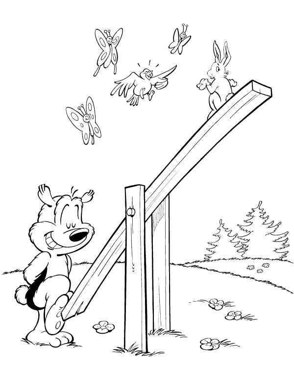 samson on the seesaw Coloring page