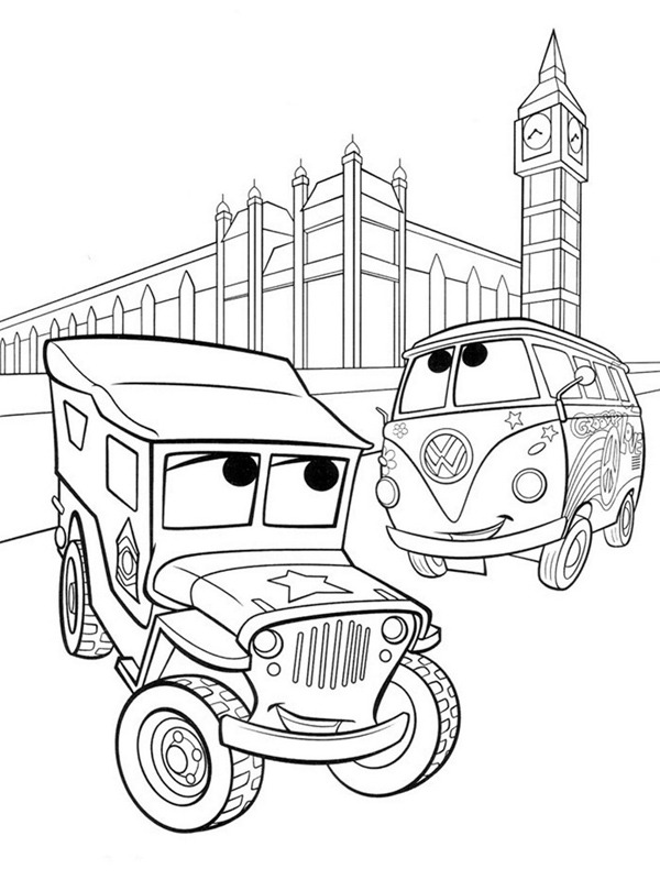 Sarge and Fillmore in London Coloring page Sarge and Fillmore in London Coloring page