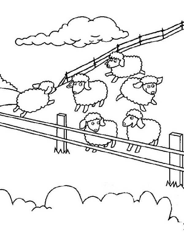 sheep in the field Coloring page