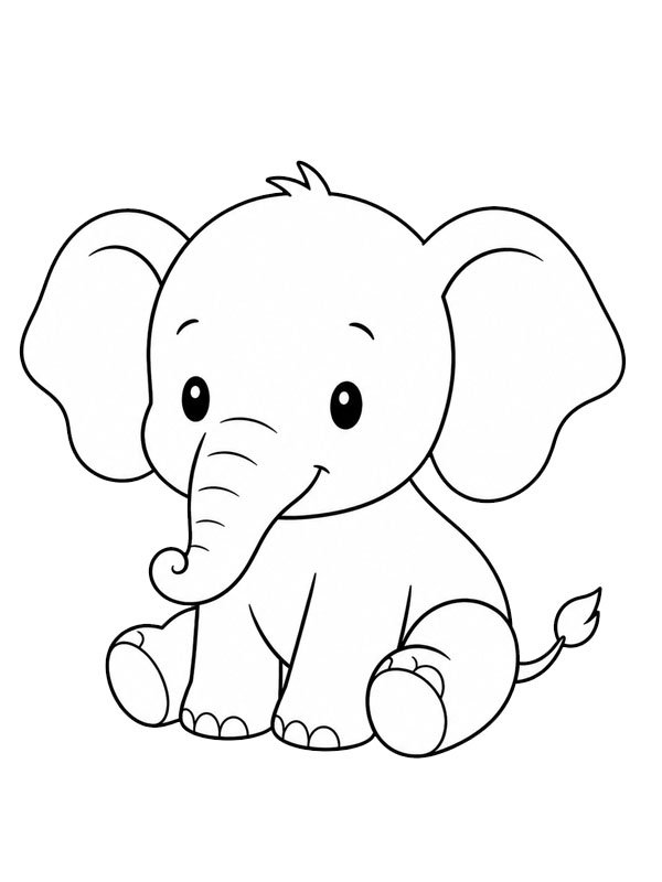 Cute baby elephant Coloring page