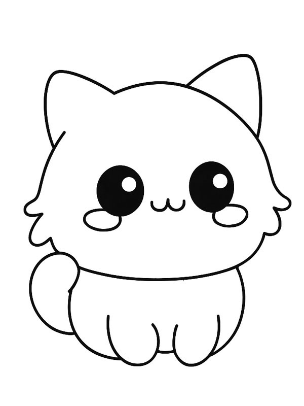 Cute Kawaii cat Coloring page