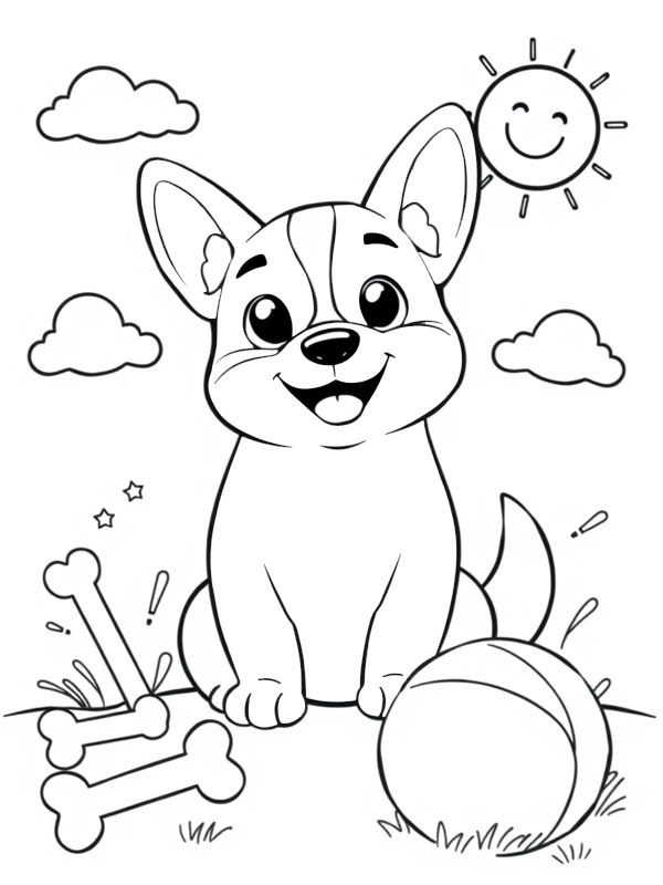 Adorable Welsh Corgi puppy Coloring page Adorable Welsh Corgi puppy Coloring page