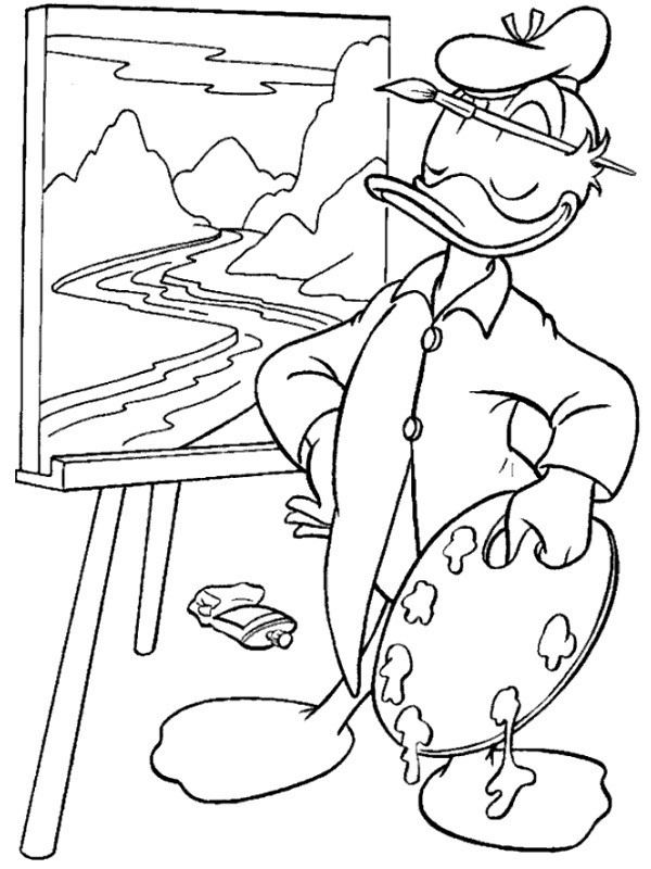 Painting Donald Duck Coloring page