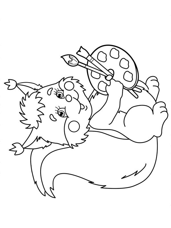 painting squirrel Coloring page