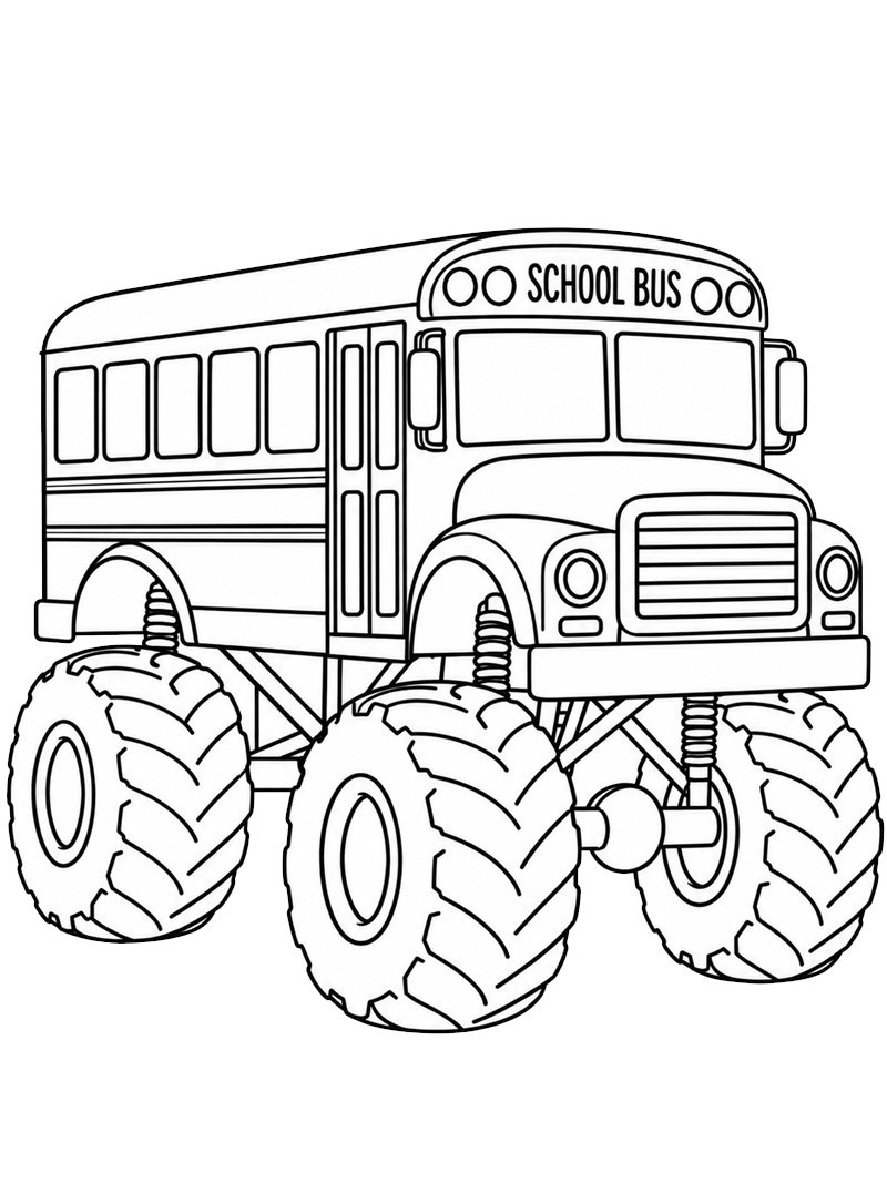 School Bus Monster Truck Coloring page School Bus Monster Truck Coloring page