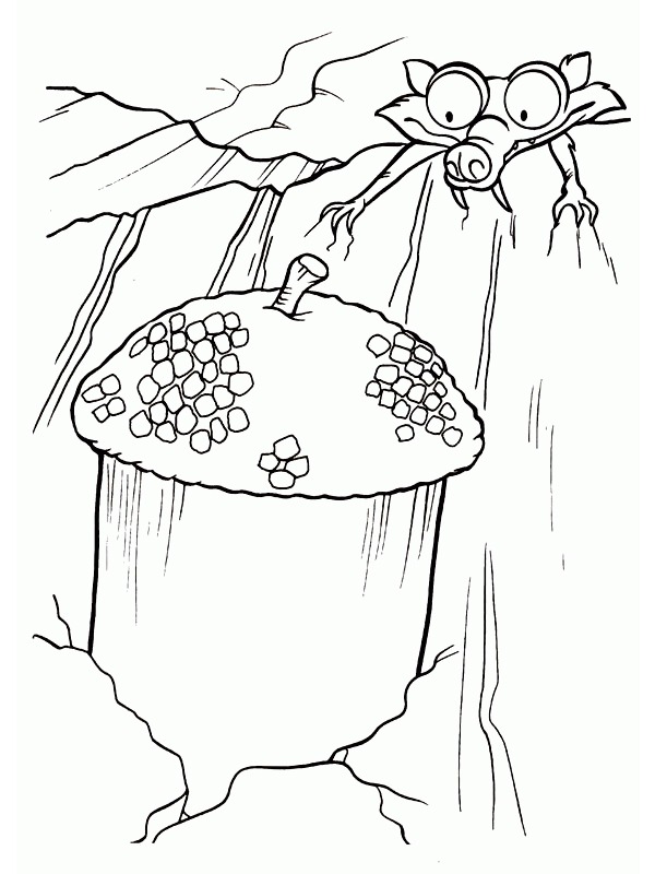 Scrat grabs an acorn Coloring page Scrat grabs an acorn Coloring page
