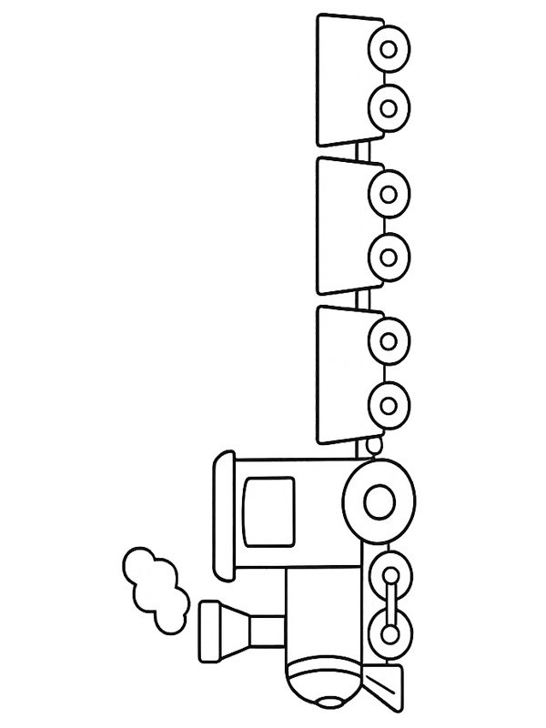 Simple steam train with carriages Coloring page
