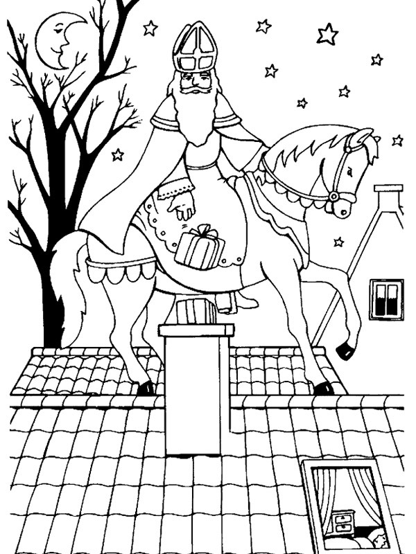 St nicholas on the roof Coloring page