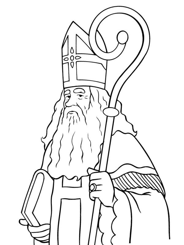 Saint Nicholas with crook Coloring page Saint Nicholas with crook Coloring page