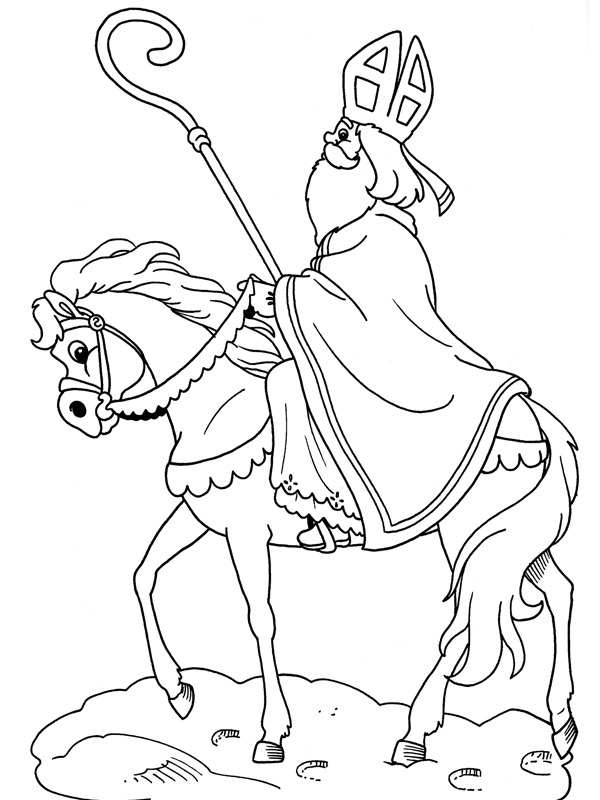 Saint Nicholas on the horse Coloring page Saint Nicholas on the horse Coloring page