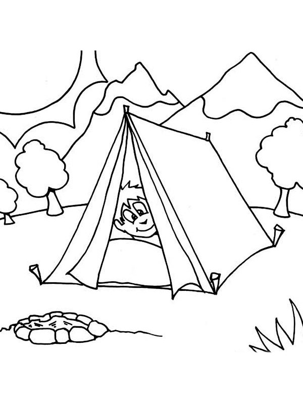Sleeping in the tent Coloring page