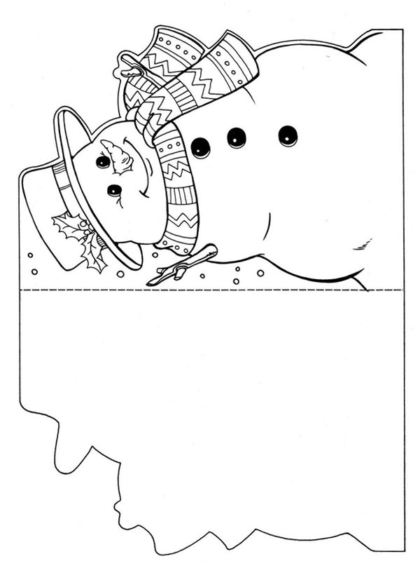 Snowman Christmas card Coloring page Snowman Christmas card Coloring page