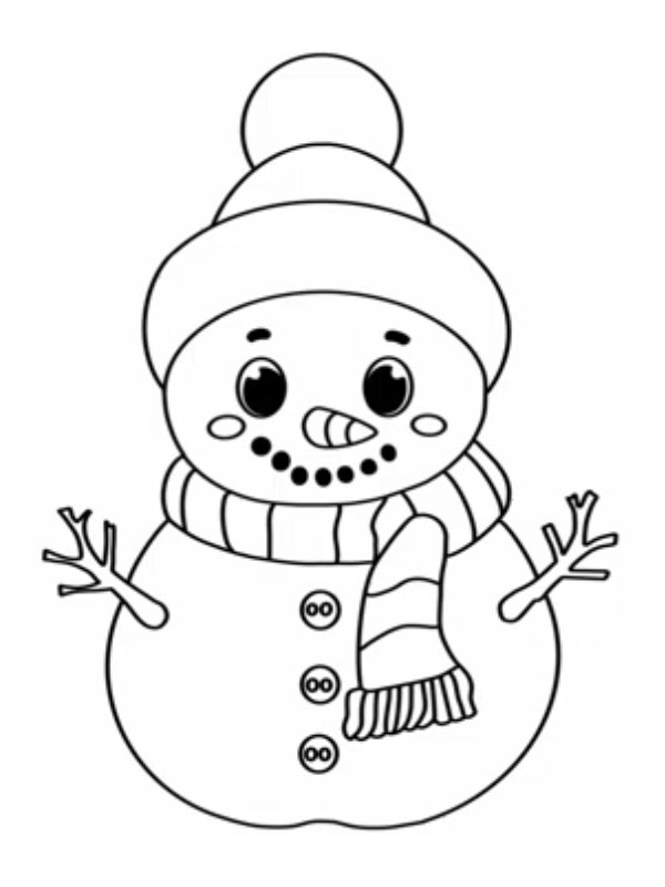 Snowman with scarf Coloring page Snowman with scarf Coloring page