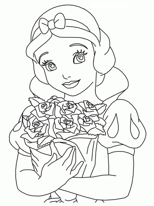 Snow White with rozes Coloring page Snow White with rozes Coloring page
