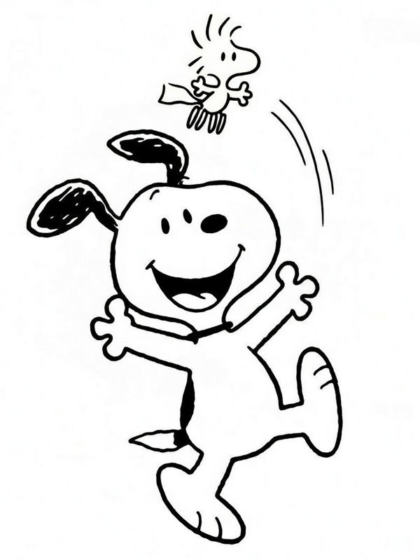 Snoopy and Woodstock Coloring page