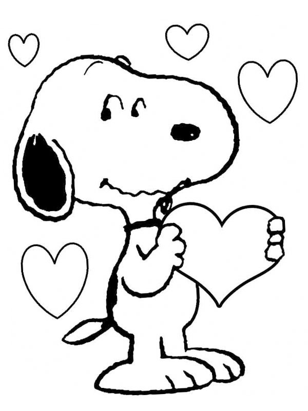 Snoopy is in love Coloring page