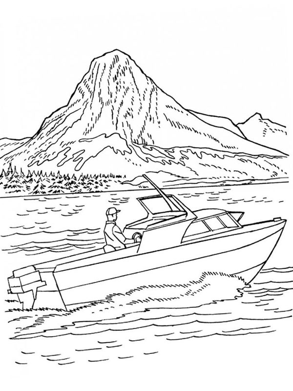 Speedboat on the water Coloring page