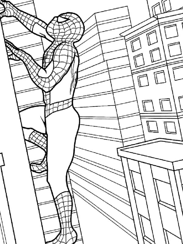 Spiderman climbs building Coloring page Spiderman climbs building Coloring page