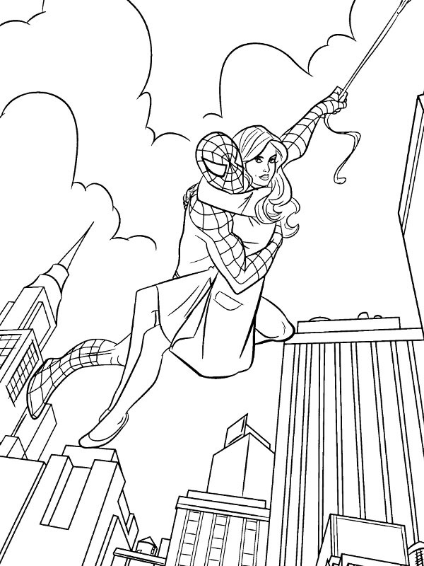 Spider-Man and Mary Jane Coloring page Spider-Man and Mary Jane Coloring page