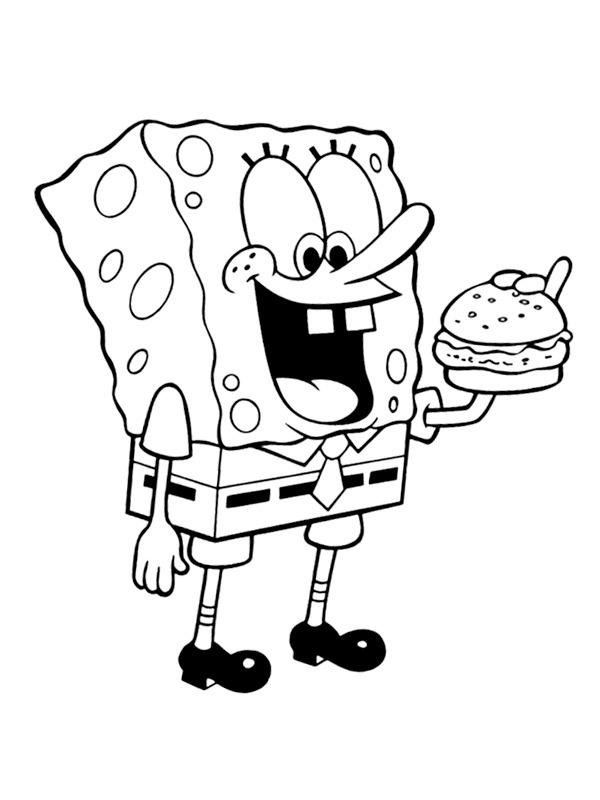 SpongeBob eating Hamburger Coloring page SpongeBob eating Hamburger Coloring page