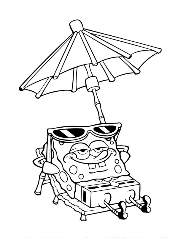 Spongebob on the beach Coloring page