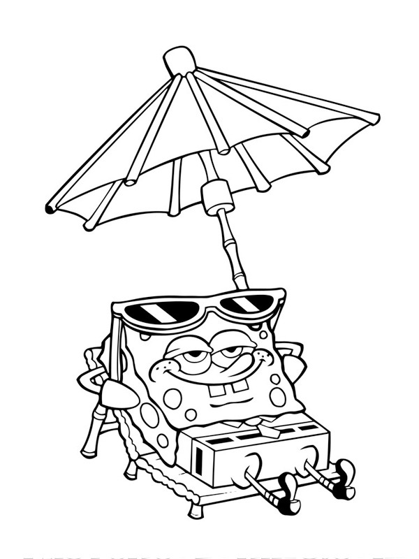 Spongebob on the beach Coloring page Spongebob on the beach Coloring page