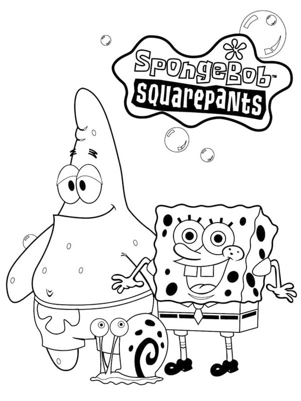 SpongeBob, Patrick Star and Gary the Snail Coloring page SpongeBob, Patrick Star and Gary the Snail Coloring page