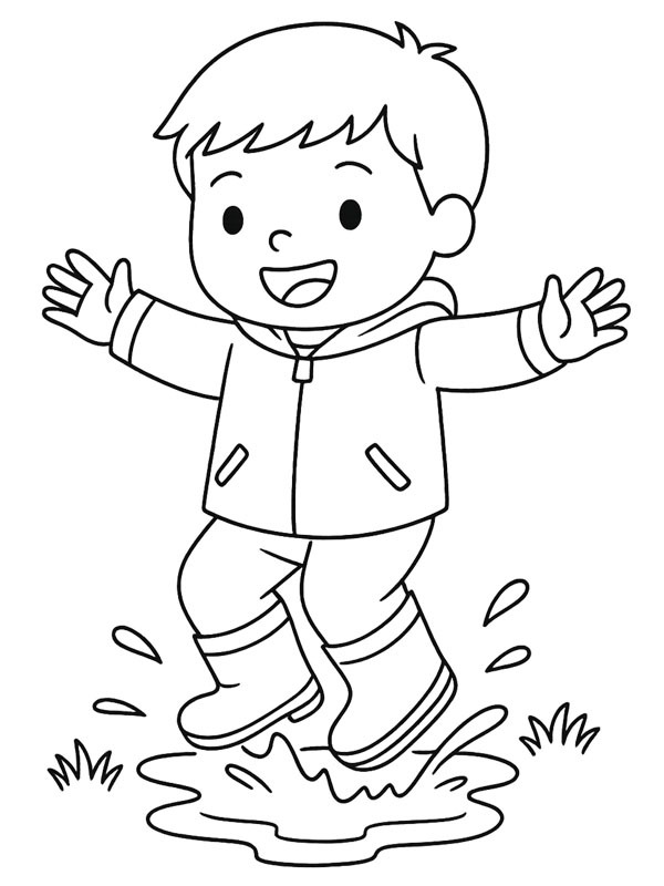 Jumping in a puddle of water Coloring page Jumping in a puddle of water Coloring page
