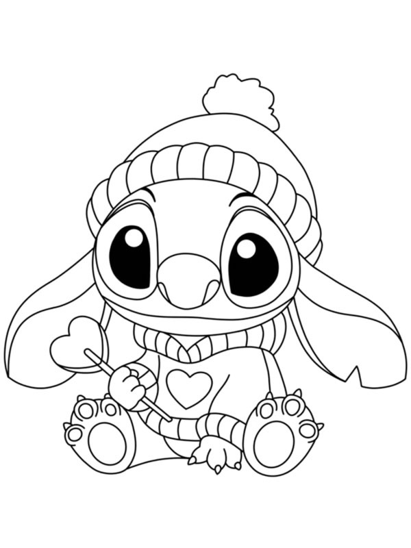 Stitch with winter hat Coloring page Stitch with winter hat Coloring page